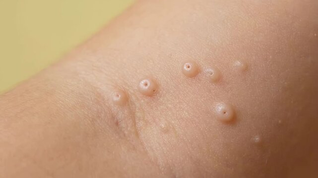 Close-up of Molluscum Contagiosum lesions on human skin.