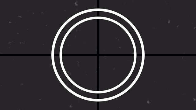 Retro 5 Old film countdown timer leader. Classic graphic with iconic target and crosshairs on a dark, textured background, evoking nostalgic vintage cinema
