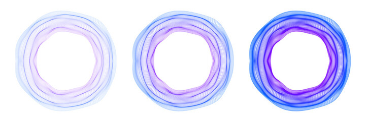 Set of Abstract Circle Line Waves Frame Isolated on White Background. Music Sound Wave. Digital EQ Equalizer. Technology Vector Illustration.