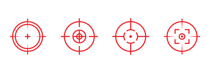 Target aim set. Crosshair target weapon sniper army sight for gun or rifle. Focus on aim set. Sniper target navigation for shooting, shooting game and accuracy. Target icon. Eps 10. © Agastya 897