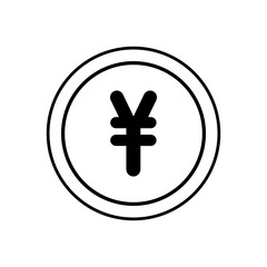白黒の円マークコインのシンプルアイコン