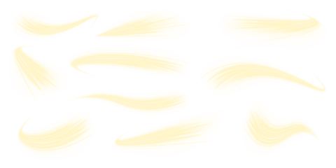 Radiant neon yellow line flows in smooth glowing paths with subtle sparkle highlights. Dynamic motion emphasizes velocity and energy. Yellow speed line PNG.