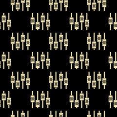 Music equalizer seamless pattern isolated on black background