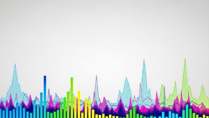 Vibrant Abstract Sound Wave Visualization with Colorful Peaks and Valleys.
