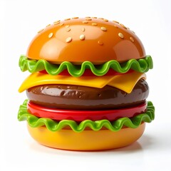 Juicy Burger with Cheese Lettuce and Tomato on White Background