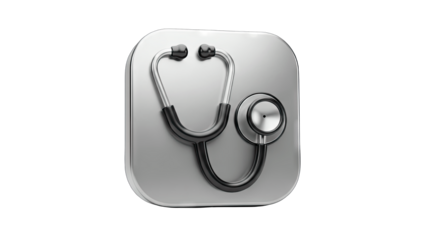 Medical App Icon with Stethoscope on White Background