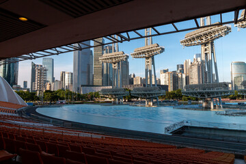 Fototapeta premium guangzhou haixingsha park and liede bridge 
