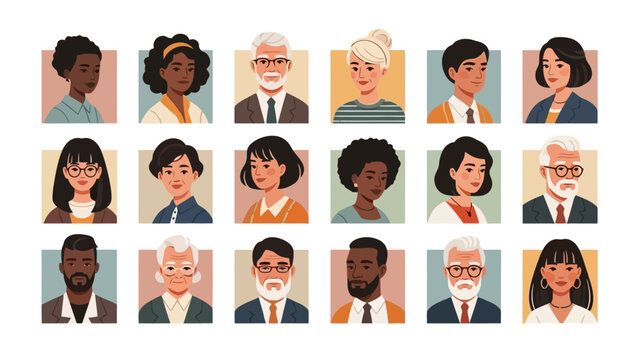 Diverse Group of People Portraits: Collection of Unique Individuals in Modern Style