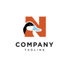 Letter N Ruddy Duck Logo Icon Vector
