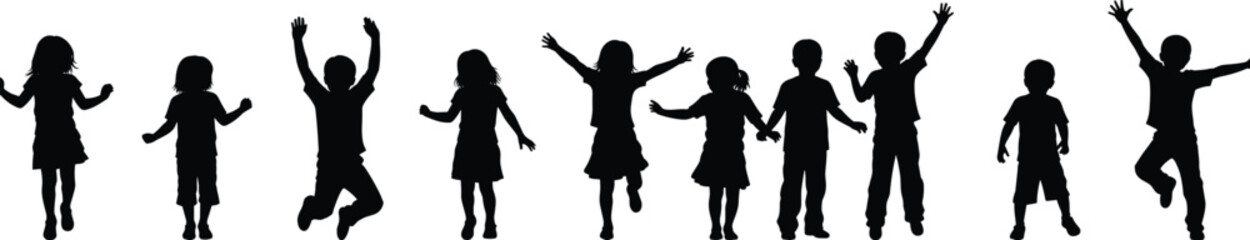 Vector set of diverse black silhouettes, men and women standing in casual and relaxed poses, wearing everyday attire including shorts and t-shirts, ideal for architectural scale figures and design.