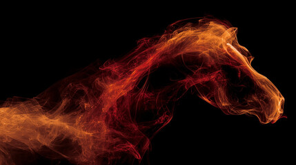 Fototapeta premium Fiery Equine: A mesmerizing image capturing the spirit of a horse through an ethereal representation of fire, showcasing the raw energy and untamed beauty.