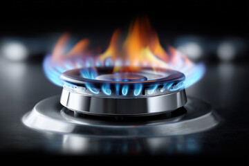 Gasherd mit brennender Flamme formt das Wort NO