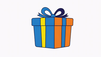 Bold Geometric Gift Box Icon in Vibrant Solid Colors for Dynamic Holiday Assets