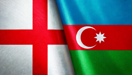 アゼルバイジャンの国旗とイングランドの国旗(Azerbaijan flag & England flag.)
