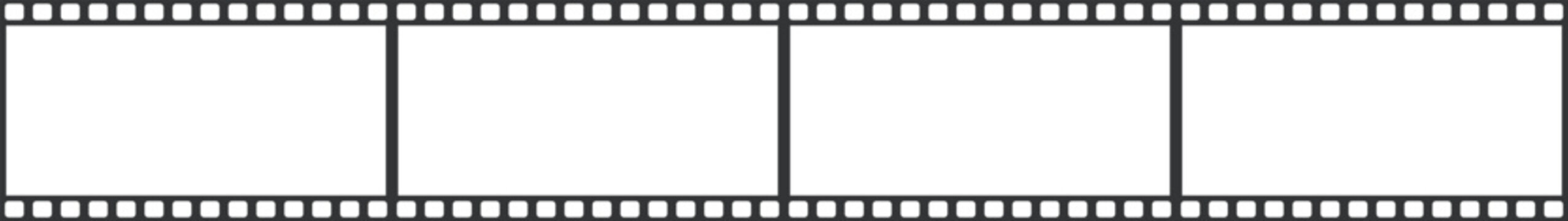 シンプルな映画のフィルムのフレームが4個連なった横長イラスト素材（アスペクト比16:9）