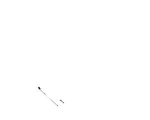 A dark minimalist image featuring a small white line and dot design