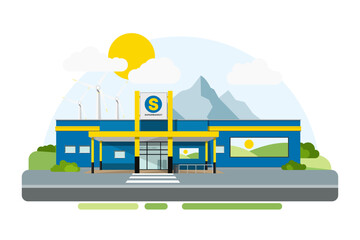 supermarket. supermarket building. vector illustration