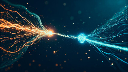 Abstract representation of data transfer or electrical energy flow with vibrant colors