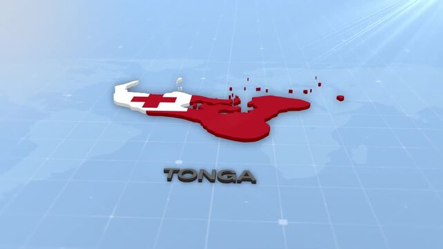 Tonga Geographic Map and Flag Animated Motion Graphic Background