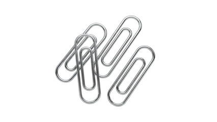Obraz premium Metal Paper Clips on White Background