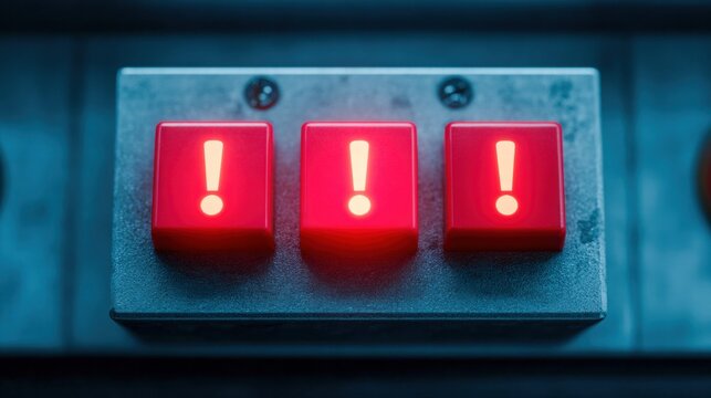 Illuminated warning buttons on a control panel