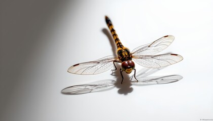 A dragonfly like insect with large wings is perched in profile on a surface. The photo is taken from above, allowing a clear view of the insect's body and wings.