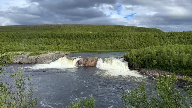 The Pikefossen waterfall in Norway on the Kautokeinoelva river