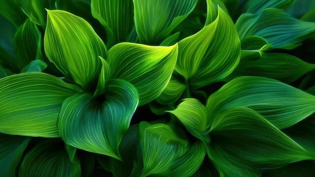 Lush green leaves with intricate patterns basking in natural light during a sunny afternoon