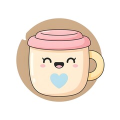Kawaii Coffee Mug Icon Illustration
