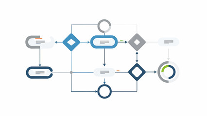 Clean and Modern Flowchart Diagram Illustrating Efficient Business Process Planning, Workflow Automation, and Strategic Decision Making for Enhanced Productivity