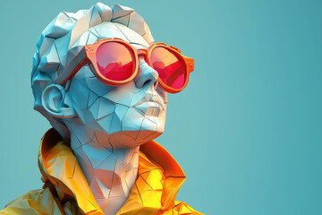 low poly, male, man, sunglasses, cool, stylish, avatar, character, 3D, model, digital, illustration, cartoon, modern, trendy, casual, young, confident, portrait, design, graphic, fashion, lifestyle, o