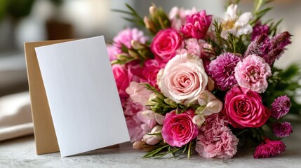Obraz premium Elegant a4 paper display with floral arrangement for stationery design inspiration