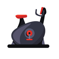 Gym bike vector icon, stationary bike vector, exercise bike clip art, indoor cycling bike clipart, vector illustration