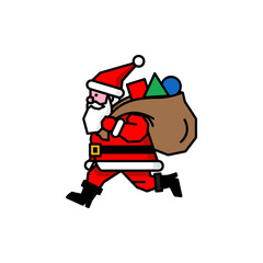 Cartoon Santa Claus Running with Sack of Gifts for Christmas Celebration Holiday Season Festive Winter