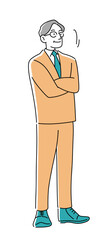 Confident Businessman Standing with Arms Crossed Illustration