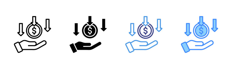 Saving Money icon set multiple style collection