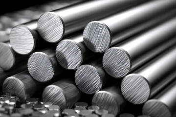 Rod arrangement in grid pattern showcasing metallic texture and reflective surface Generative AI