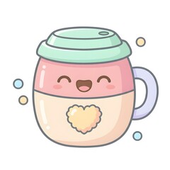 Kawaii Pastel Coffee Mug Illustration