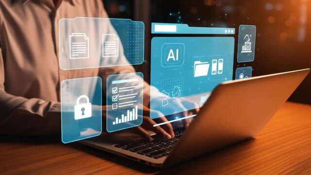 Artificial intelligence (AI) is used by businessmen in document management systems, online documentation databases, and digital file storage systems or software, record keeping, database technology
