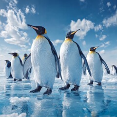 Fototapeta premium Emperor Penguins on Icy Terrain