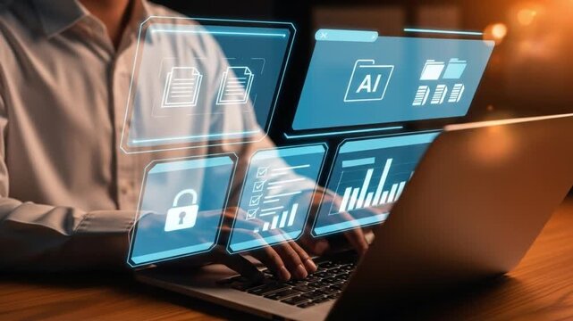 Artificial intelligence (AI) is used by businessmen in document management systems, online documentation databases, and digital file storage systems or software, record keeping, database technology
