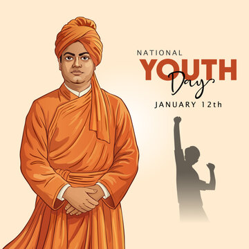 Vector illustration of Swami Vivekananda for National Youth Day