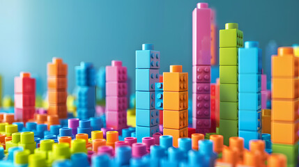 Fototapeta premium candlestick chart made of colorful lego blocks