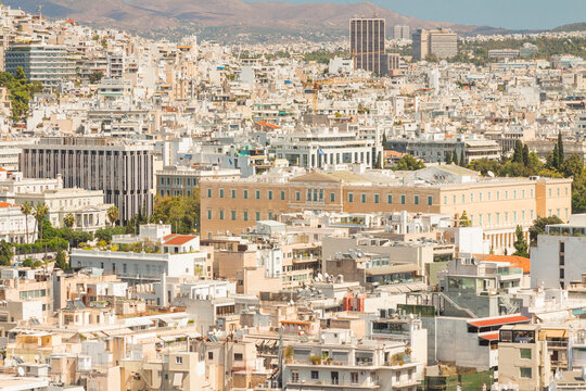 Greece, Athens, Panorama seen from Acropolis