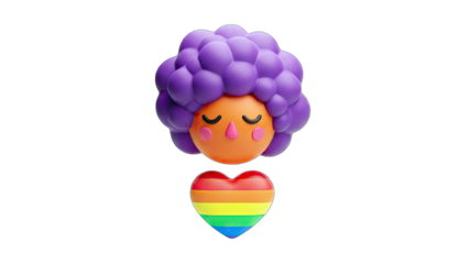 3D Cartoon Character with Rainbow Heart Symbolizing LGBTQ+ Pride