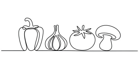Continuous line drawing of vegetables Vector, illustration