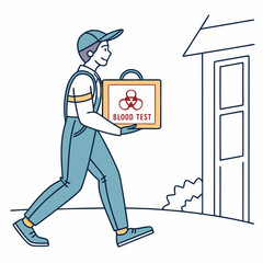 Medical Courier Delivering Blood Test Kit to House delivery