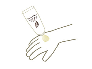 ハンドクリームを手に出す-水彩