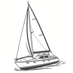 Sailing Yacht Under Full Sail on Rippling Water sailboat boat