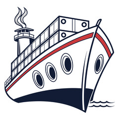 Stylized Cargo Ship with Shipping Containers and Smoke container ship freight